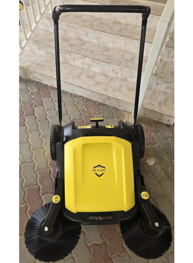 دكتور سلبي مكنسة Dr. Slippy S8 ثلاثية الفرش | مكنسة أرضيات يدوية بدون كهرباء | سعة 48 لتر لتنظيف الغبار والرمل وأوراق الشجر في المنازل والحدائق والجراجات - Image 2