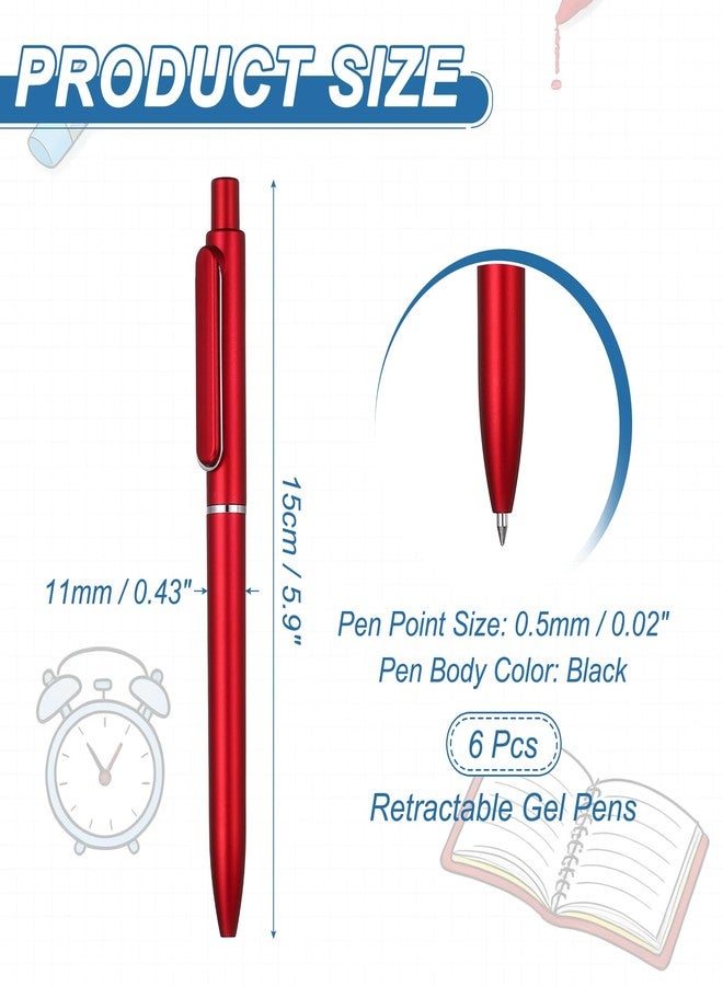 PATIKIL 6Pcs Retractable Pens, 0.5mm Gel Pens Black Ink Rollerball Pen Medium Point Smooth Writing Quick Dry for Office Supplies Home Journaling Note Taking Business Meeting,Red - Image 2