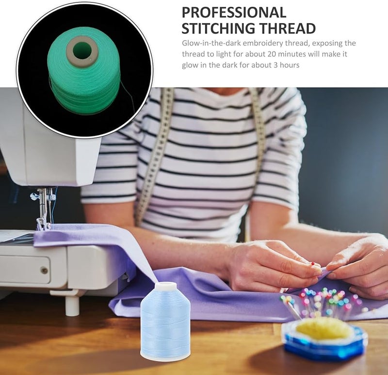 خيط تطريز متوهج في الظلام أزرق بوليستر خيط خياطة للحرف اليدوية DIY لحياكة اللحف والحياكة اليدوية - Image 5