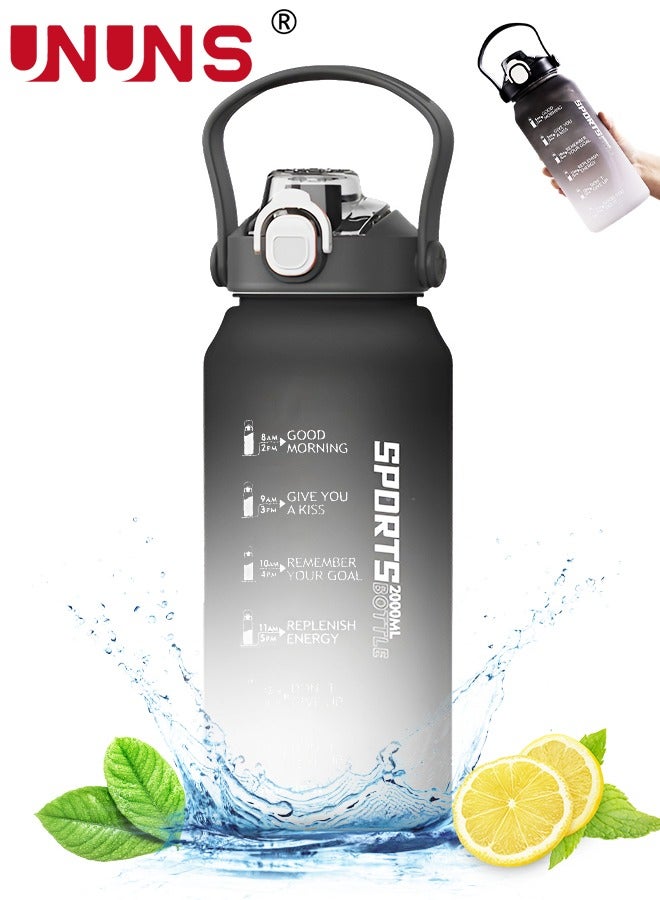 UNUNS Water Bottle,2L Large Water Bottle With Straw And Handle,Motivational Water Jug With Time Marker For Fitness Gym And Outdoor Sports - Image 1