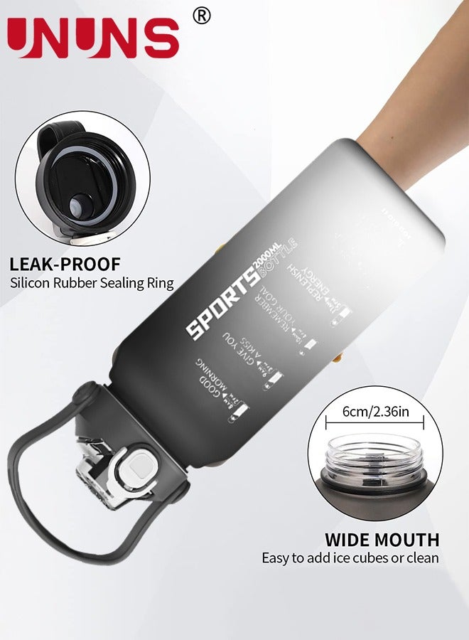 UNUNS Water Bottle,2L Large Water Bottle With Straw And Handle,Motivational Water Jug With Time Marker For Fitness Gym And Outdoor Sports - Image 4