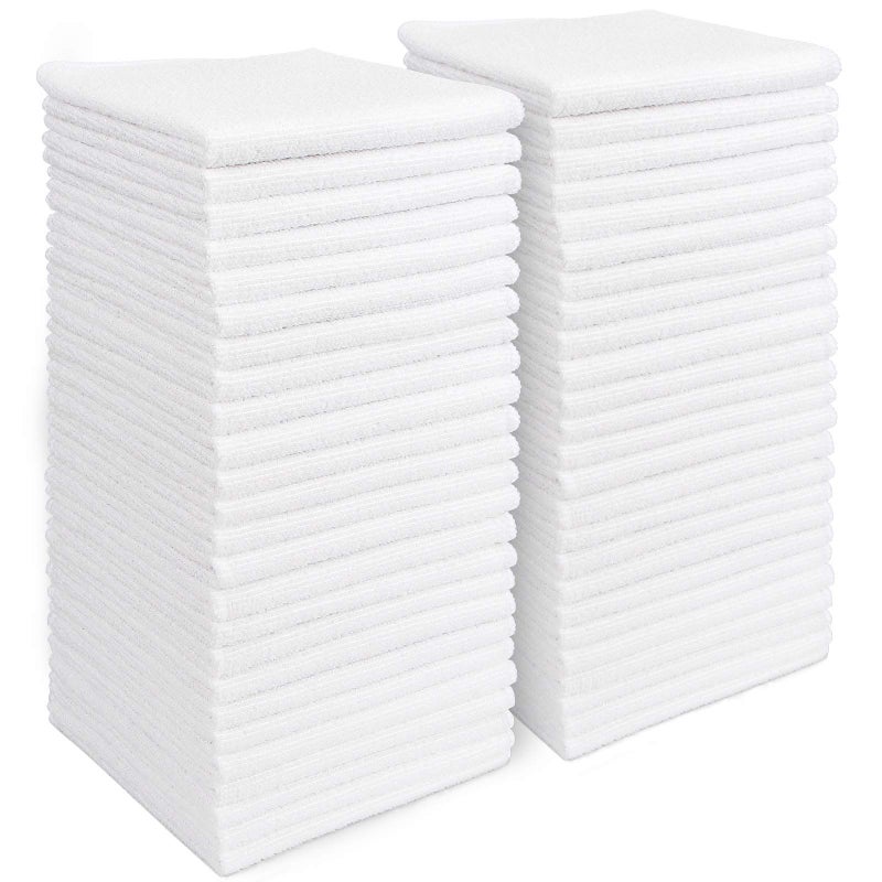 AIDEA Microfiber Cleaning Cloth White 50PK, Cleaning Rags, Lint Free Microfiber Towels, Kitchen Towels Dusting Cloth, Wash Cloths, Dish Rags White, 11.5"x 11.5" - Image 1