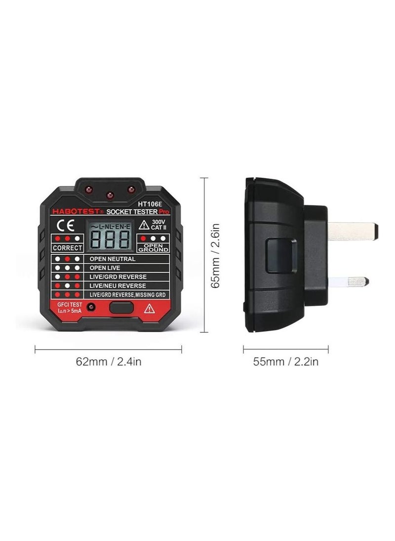 erorex - HABOTEST Advanced RCD Electric Socket Tester Automatic Neutral Live Earth Wire Testing Circuit Tester Wall Plug Breaker Finder Electric Leakage Test with Voltage Backlight LCD Display - Image 1
