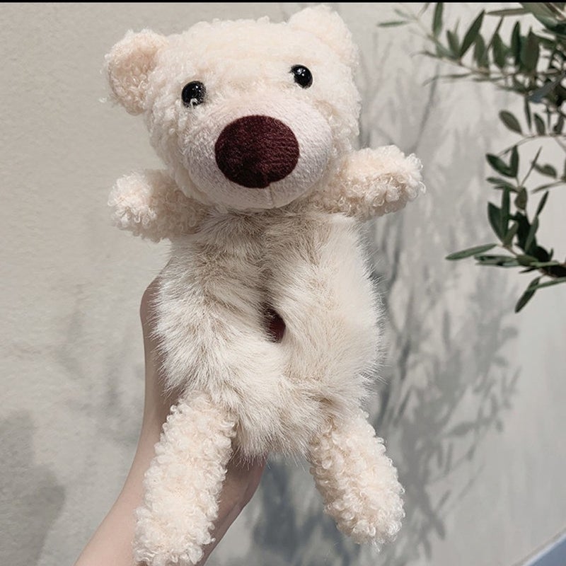 Generic Baowao Bear Hair Loop 2023 New Cute Plush Bear Tie-up Rope Womens Internet Celebratory Cartoon Hair Rope Pontail Rubber Tendon 18# beige bear