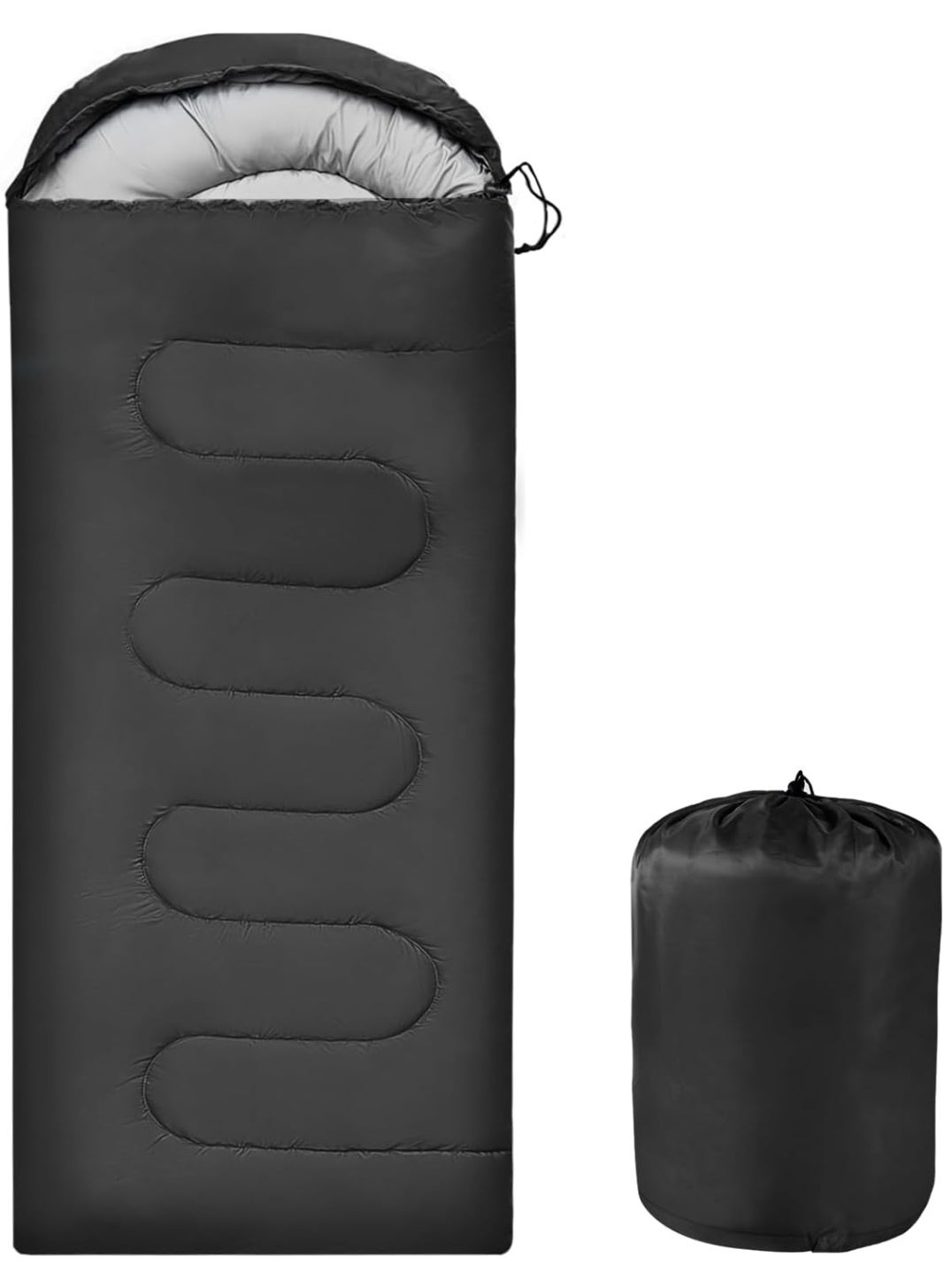 Camping Sleeping Bag Backpacking Sleeping Bag for Camping Lightweight Portable Adults Sleeping Bag for Adults Kids Summer Warm Cold Weather Hiking Travel Compact Warm Sleeping Bag for Outdoor Traveling Hiking Climbing Backpacking Black