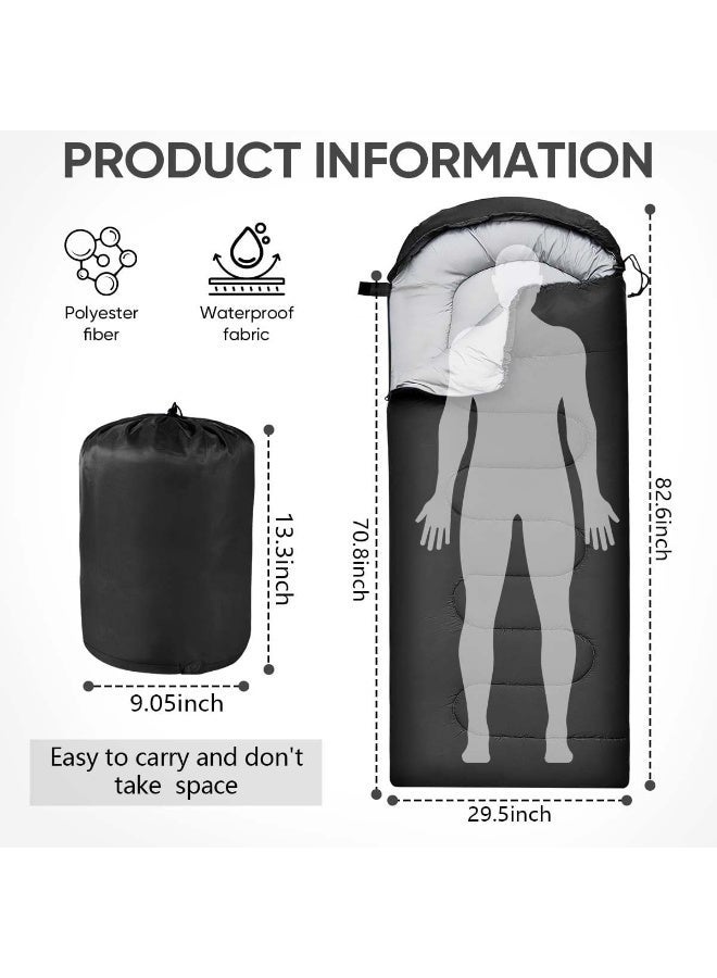 RATSAW Camping Sleeping Bag Backpacking Sleeping Bag for Camping Lightweight Portable Adults Sleeping Bag for Adults Kids Summer Warm Cold Weather Hiking Travel Compact Warm Sleeping Bag for Outdoor Traveling Hiking Climbing Backpacking Black - Image 2