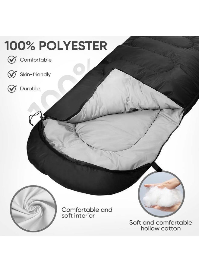 RATSAW Camping Sleeping Bag Backpacking Sleeping Bag for Camping Lightweight Portable Adults Sleeping Bag for Adults Kids Summer Warm Cold Weather Hiking Travel Compact Warm Sleeping Bag for Outdoor Traveling Hiking Climbing Backpacking Black - Image 4
