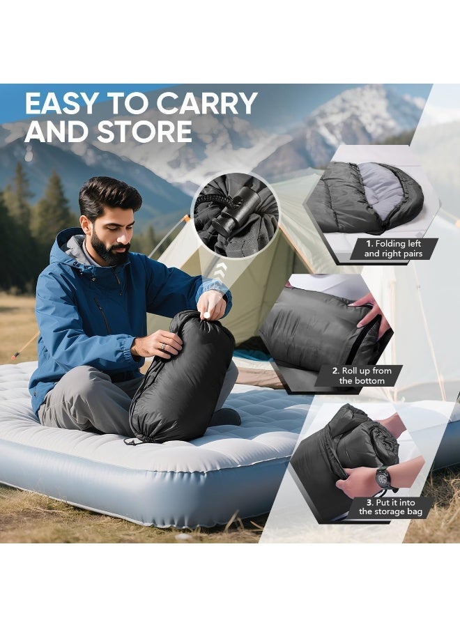 RATSAW Camping Sleeping Bag Backpacking Sleeping Bag for Camping Lightweight Portable Adults Sleeping Bag for Adults Kids Summer Warm Cold Weather Hiking Travel Compact Warm Sleeping Bag for Outdoor Traveling Hiking Climbing Backpacking Black - Image 5