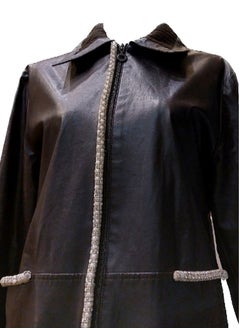 Generic Women german leather dark brown jacket winter with strass strips  - Image 2