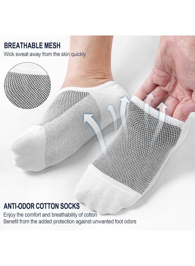 YelaJoy 6 Pairs Men's Ankle Athletic Socks - Low Cut Breathable Running Socks, Cotton Non-Slip No Show Sports Trainer Socks for Men & Women - Image 4