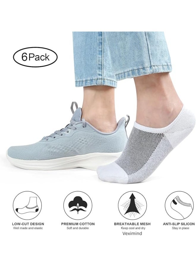 YelaJoy 6 Pairs Men's Ankle Athletic Socks - Low Cut Breathable Running Socks, Cotton Non-Slip No Show Sports Trainer Socks for Men & Women - Image 2