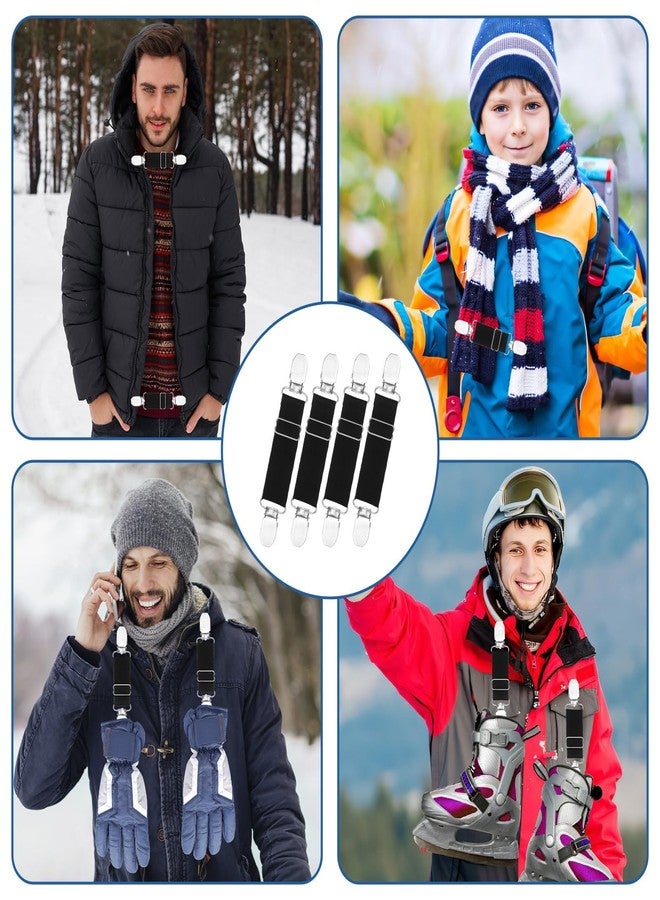 Pretwad Elastic Mitten Clips 4 Pcs Adjustable Gloves Straps for Kids, Stainless Steel Glove Clips Winter Elastic Cinch Clips for Children, Fashion Fit Dress Clips Garments Glove Clips for Adult - Image 5