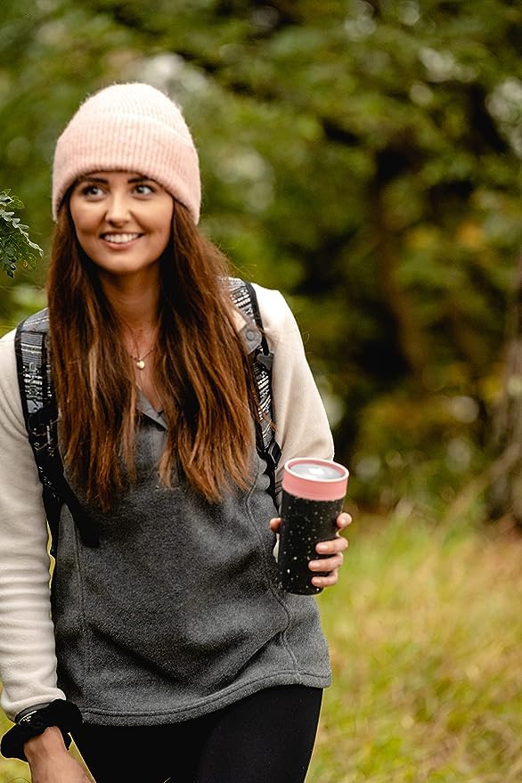 Circular and Co Leakproof Reusable Coffee Cup 12oz/340ml - The World's First Travel Mug Made from Recycled Coffee Cups, 100% Leak-Proof, Sustainable & Insulated (Black & Giggle Pink) - Image 4