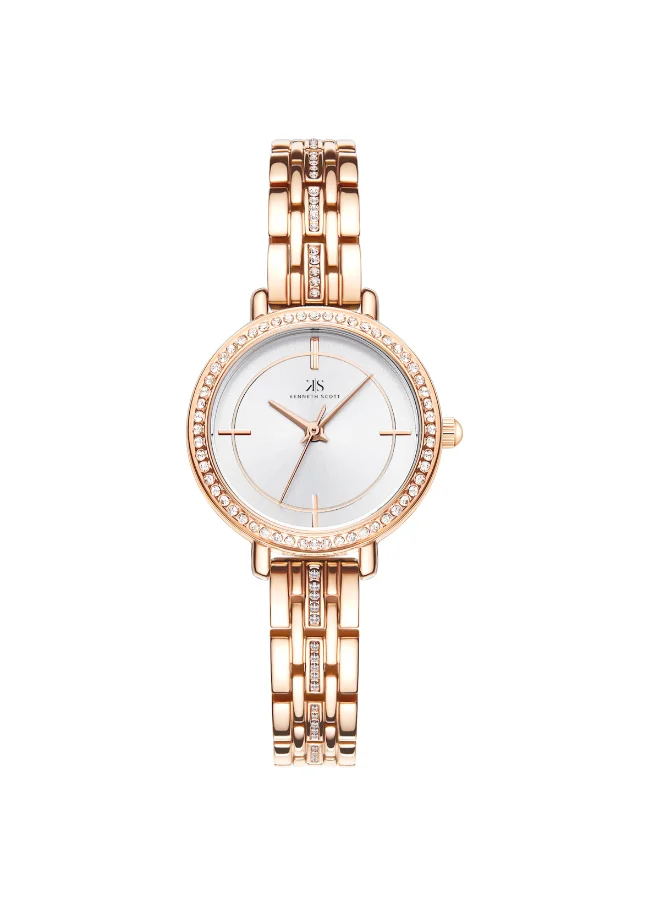 كينيث سكوت Kenneth Scott Women's White Dial Analog Watch - K23532-RBKW