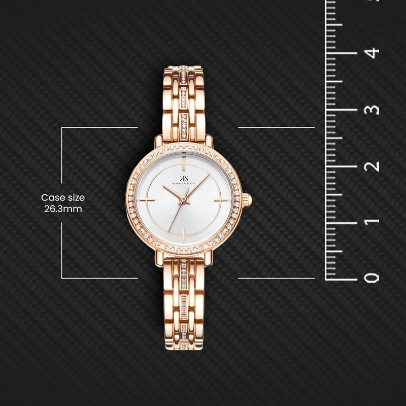 Kenneth Scott White Women's Stainless Steel Analog Watch K23532-RBKW - 28.5 mm for Women | Best Price UAE