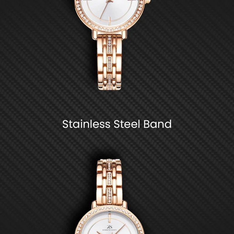 Kenneth Scott White Women's Stainless Steel Analog Watch K23532-RBKW - 28.5 mm for Women | Best Price UAE