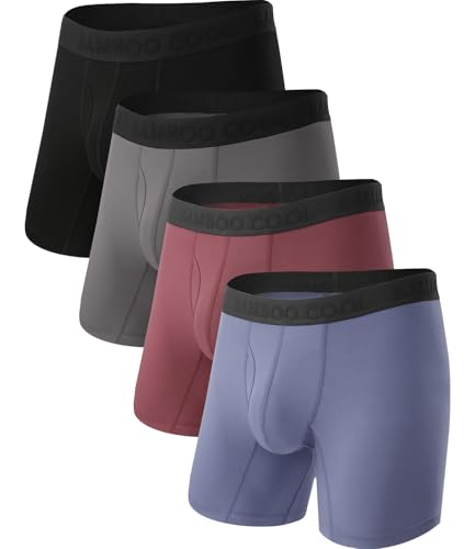 BAMBOO COOL Men's Ultra Breathable Underwear,No Riding Up Boxer Briefs with ComfortFlexible Waistband,Multipack - Image 1