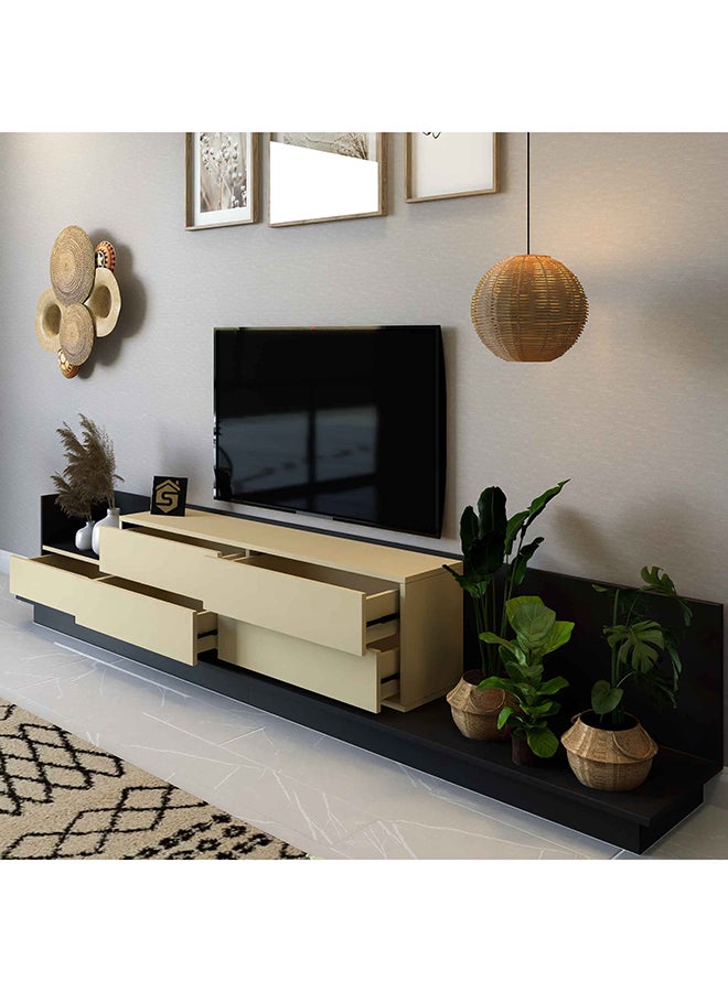 ستايلش هوم طاولة تلفزيون فخمة بيج و أسود من 3 قطع موديل TV65 - Image 3