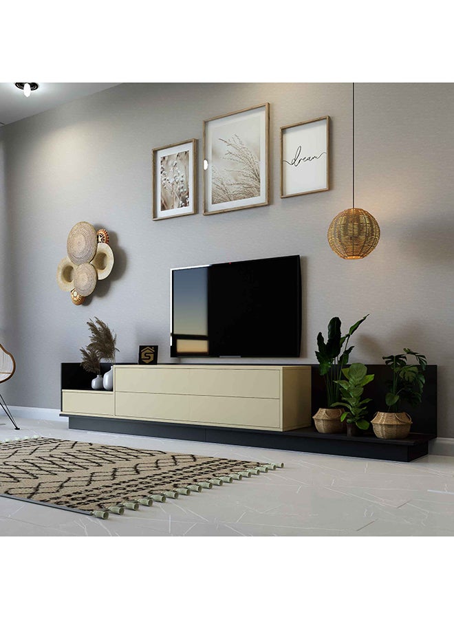 ستايلش هوم طاولة تلفزيون فخمة بيج و أسود من 3 قطع موديل TV65 - Image 1