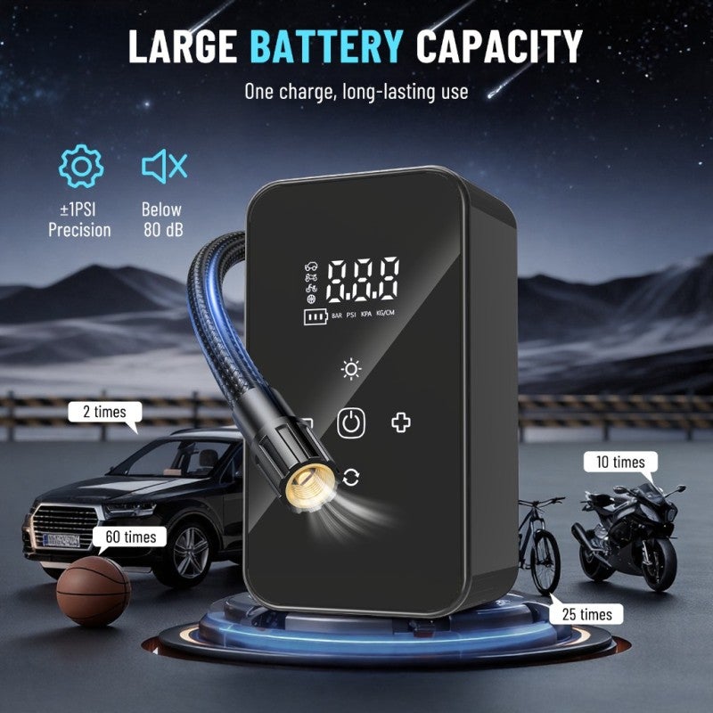 Cordless Car Air Pump 140 PSI Cordless Bike Pump Electric Bike Tire Pump for Car Motorcycle Bicycle Balls and More - Image 4