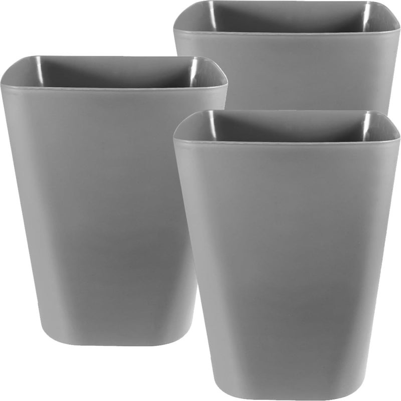 3Pcs Small Gray Plastic Trash Can For Outdoor Office Bathroom Camping - Image 2
