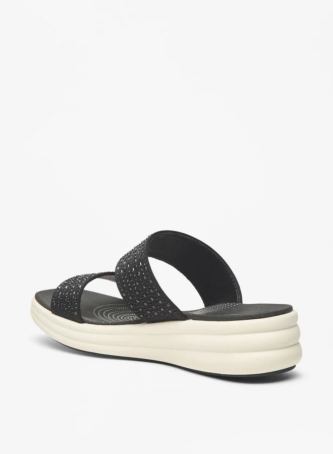 لو كونفورت Women's Embellished Slip-On Flatform Sandals