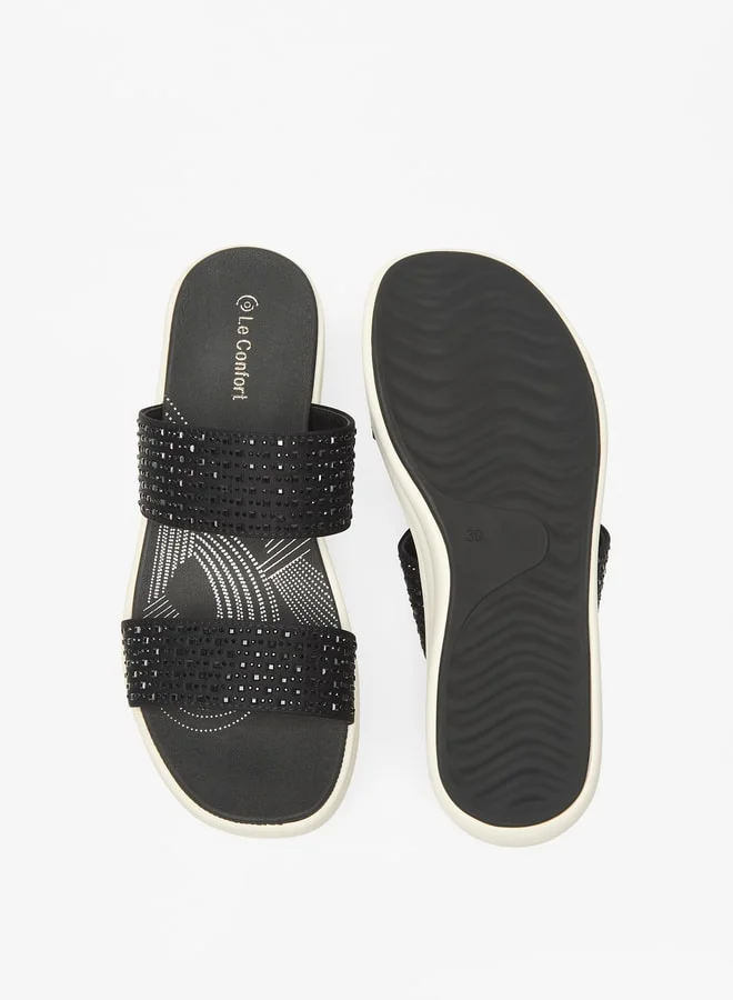 لو كونفورت Women's Embellished Slip-On Flatform Sandals