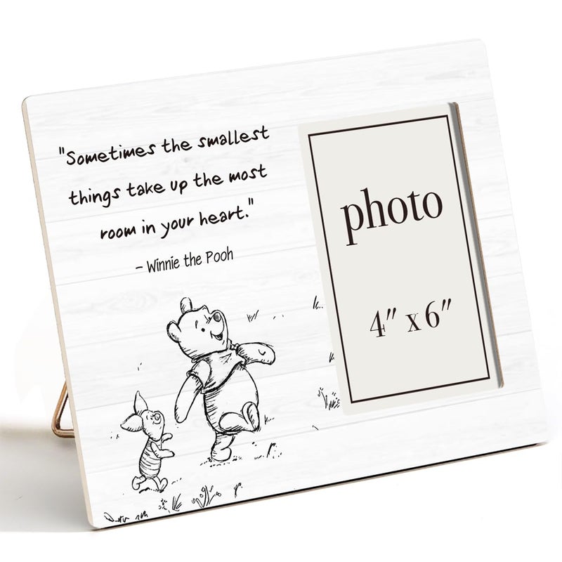 AKFVNSFK Classic Pooh Bear Nursery Picture Frame Baby Gifts for Nursery Baby Shower Gifts for New Parents Photo Frame for 4 x 6 Inch Photo