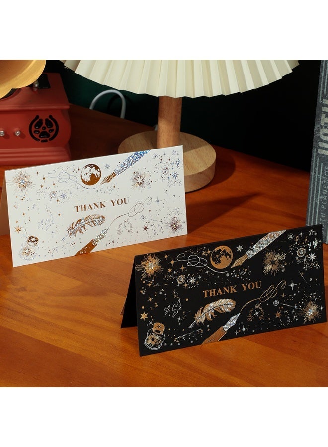 Thank You Card - (Black) Elegant design, accompanied by high-quality black envelopes, suitable for wedding, birthday, thank-you occasions, and anniversary gifts. Dimensions: 8.8 × 17.5 cm (3.5 × 7 inches). - Image 1