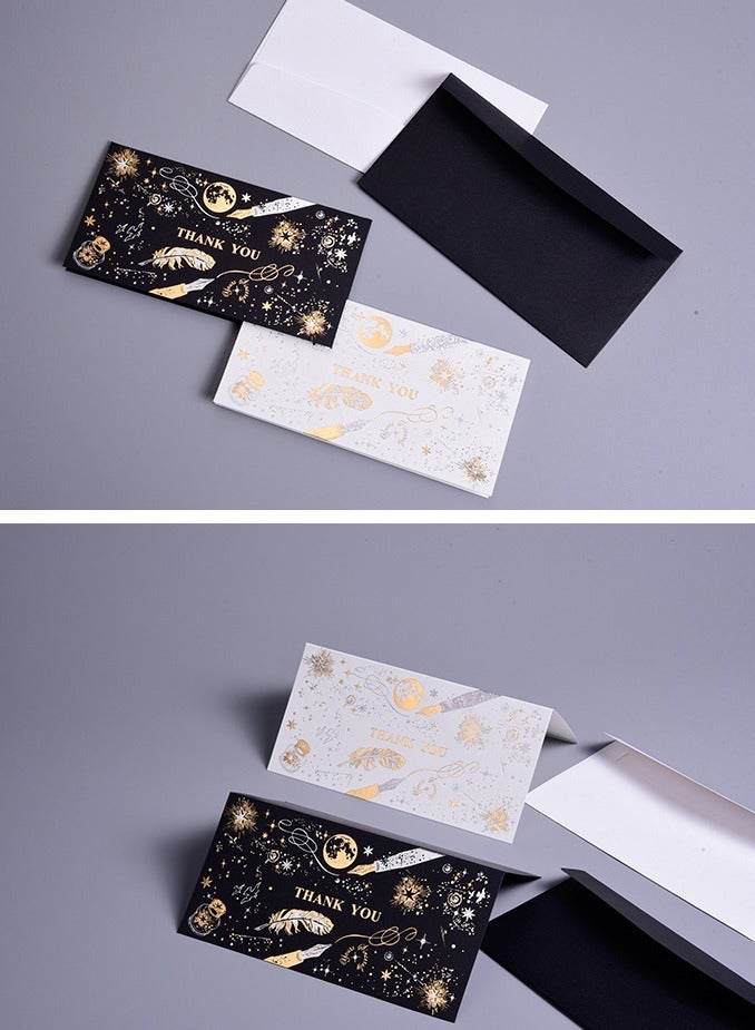 Thank You Card - (Black) Elegant design, accompanied by high-quality black envelopes, suitable for wedding, birthday, thank-you occasions, and anniversary gifts. Dimensions: 8.8 × 17.5 cm (3.5 × 7 inches). - Image 5