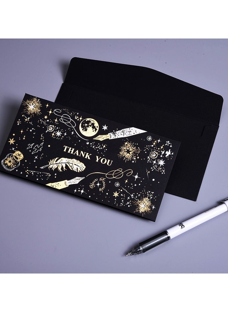 Thank You Card - (Black) Elegant design, accompanied by high-quality black envelopes, suitable for wedding, birthday, thank-you occasions, and anniversary gifts. Dimensions: 8.8 × 17.5 cm (3.5 × 7 inches). - Image 4