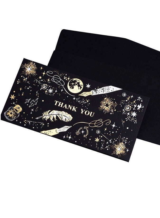 Thank You Card - (Black) Elegant design, accompanied by high-quality black envelopes, suitable for wedding, birthday, thank-you occasions, and anniversary gifts. Dimensions: 8.8 × 17.5 cm (3.5 × 7 inches). - Image 2