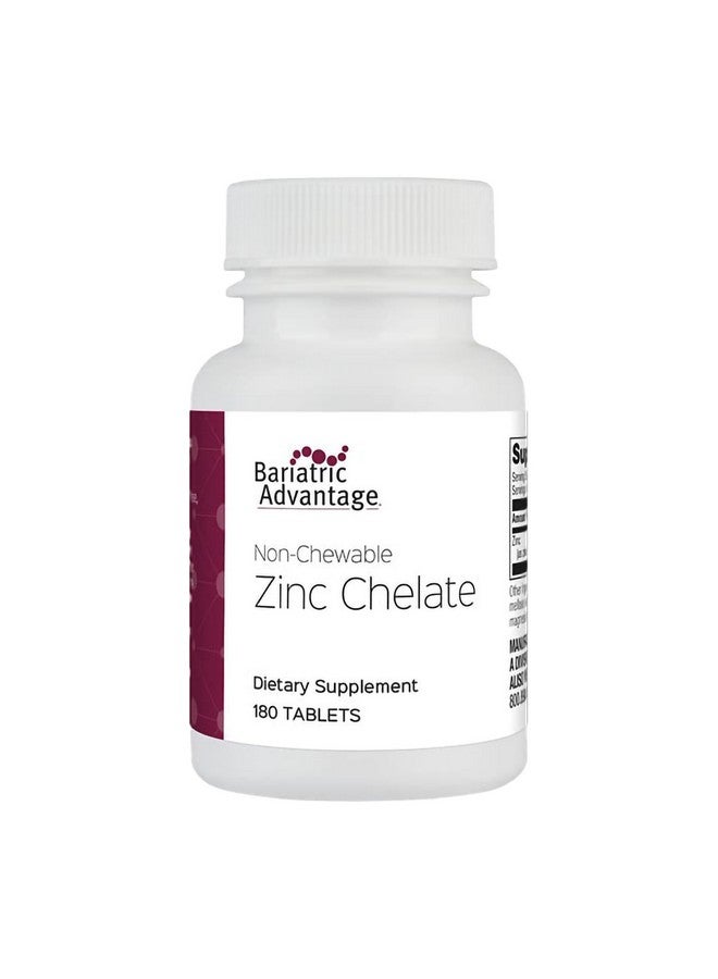 Bariatric Advantage أقراص زنك كيلات غير قابلة للمضغ من بارياتريك أدفانتج، زنك أرجينين وزنك غليسين بتركيز 20 ملغ، عالية الامتصاص لمرضى جراحة السمنة - 180 قرص - Image 1