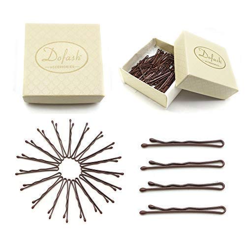 Dofash 100Pcs Brown Bobby Pins Hair Pins Steel Hair Clips 35Cm138 Hair Accessories With Gift Box For Girls Brown