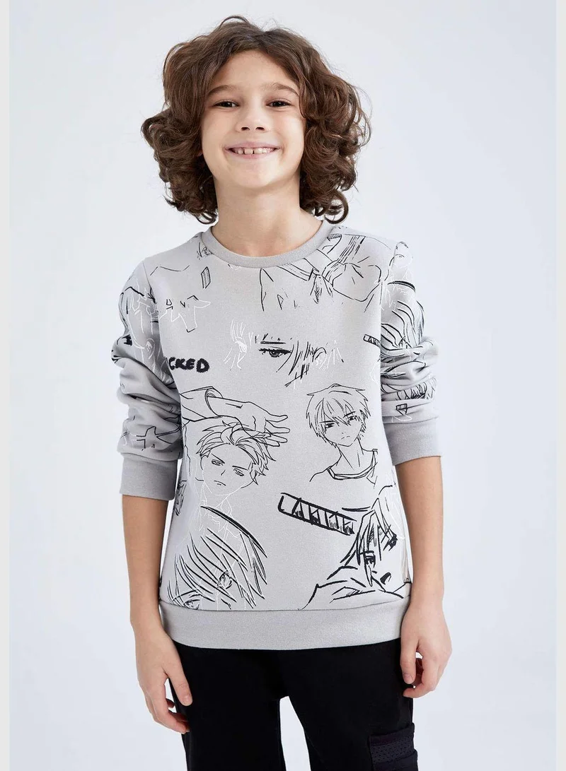 DeFacto Boy Crew Neck Long Sleeve Knitted Sweatshirt
