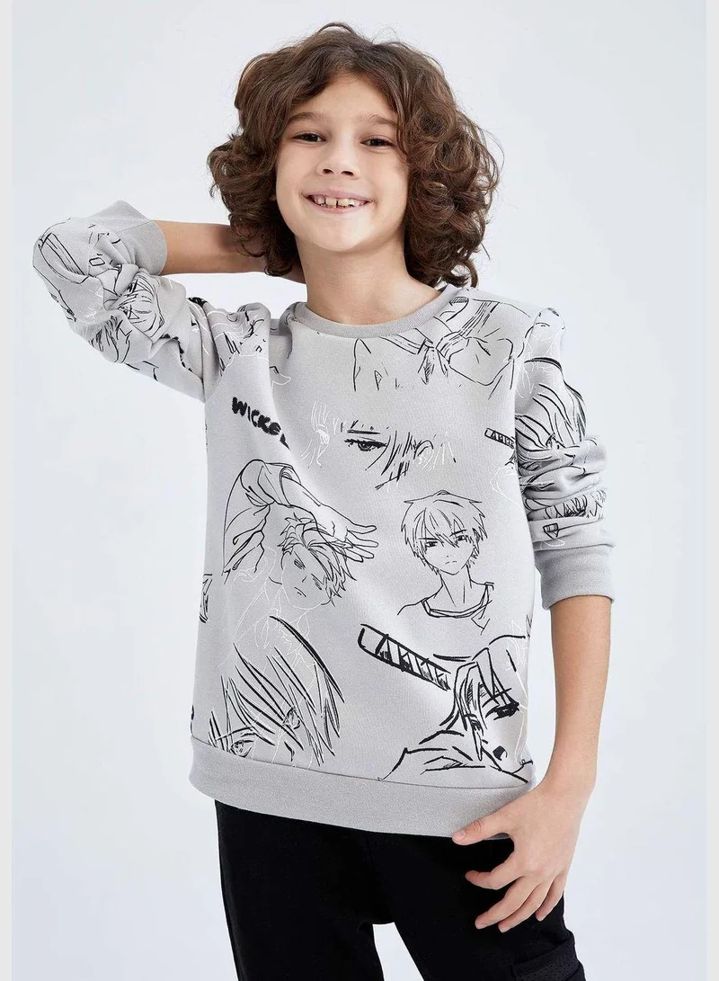 DeFacto Boy Crew Neck Long Sleeve Knitted Sweatshirt