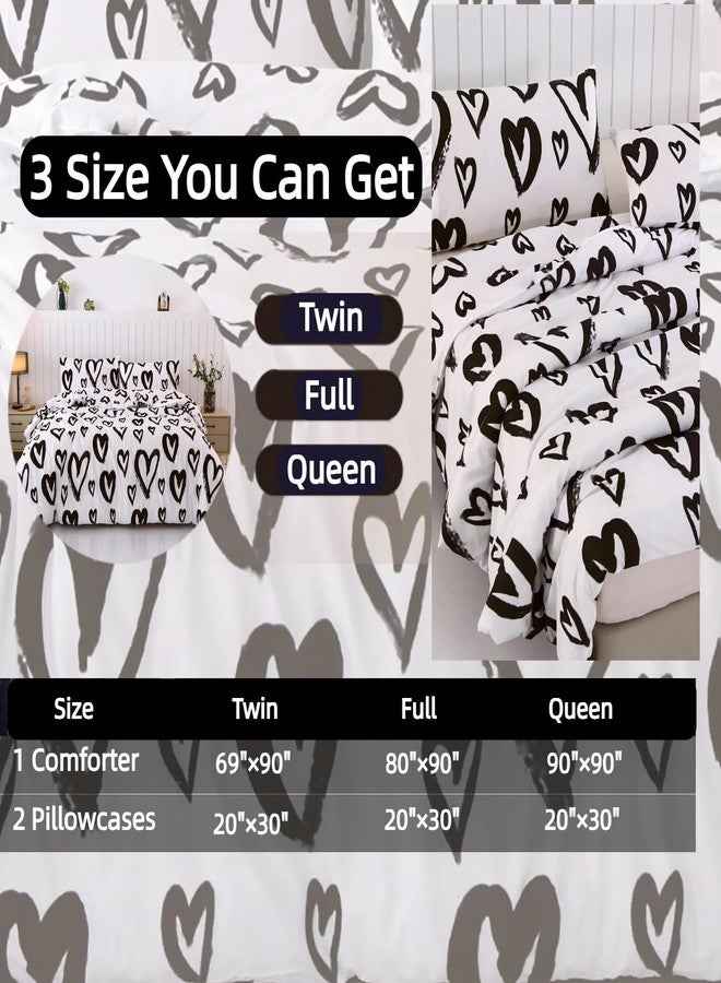 SDIII 3PCS Heart Comforter Set Full, 1 Heart Comforter Full + 2 Pillowcases, Love Romantic Bedding Set for Girls Boys Kids and Teens - Image 5