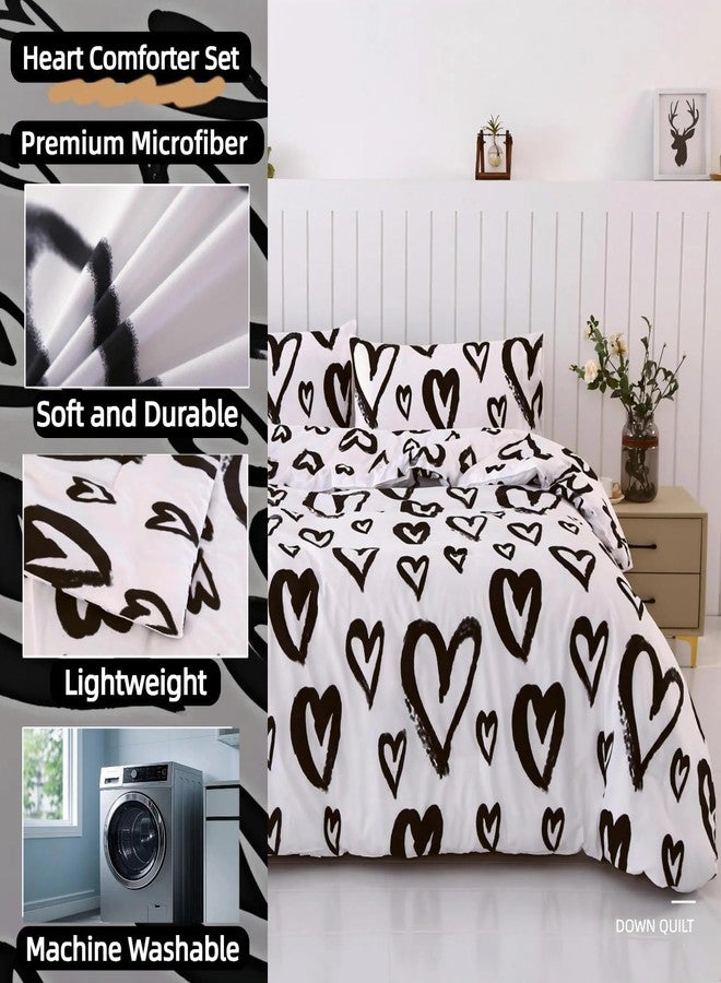 SDIII 3PCS Heart Comforter Set Full, 1 Heart Comforter Full + 2 Pillowcases, Love Romantic Bedding Set for Girls Boys Kids and Teens - Image 3