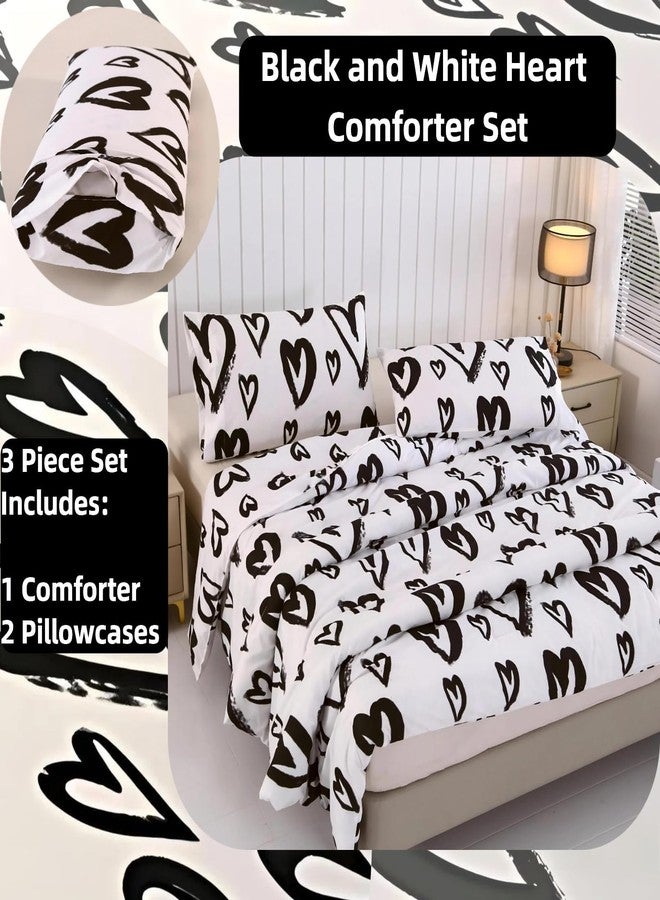 SDIII 3PCS Heart Comforter Set Full, 1 Heart Comforter Full + 2 Pillowcases, Love Romantic Bedding Set for Girls Boys Kids and Teens - Image 2