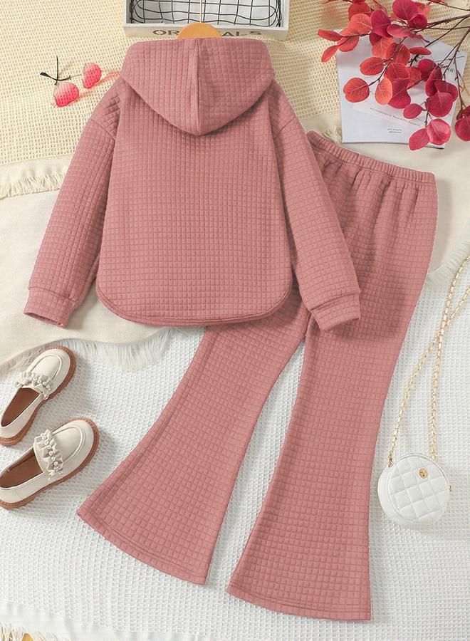 Take Two Girl Graphic Print Hoodie with Flare Pants Set - Image 2