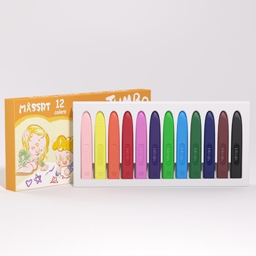 MASSRT Triangle Jumbo Toddler Crayons 12 Count Non Toxic Unbreakable Crayons EasyGrip Washable Safe Coloring Gifts for Babies and Children - Image 1