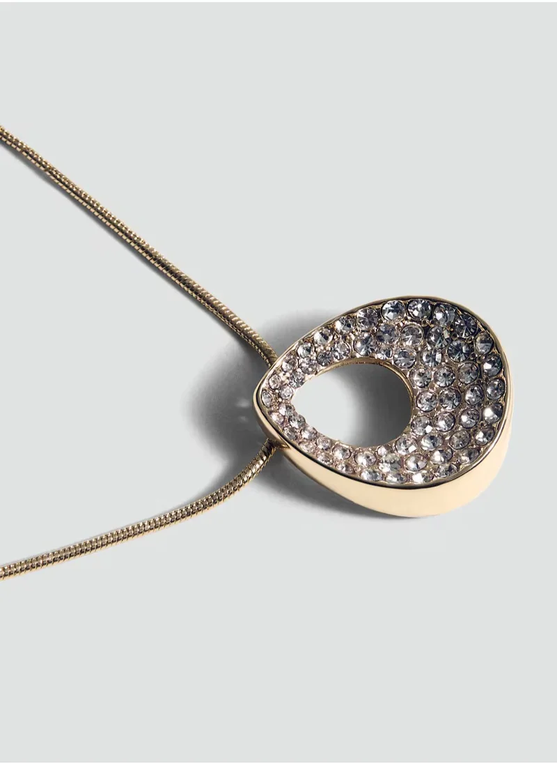 MANGO Rhinestone Pendant Necklace