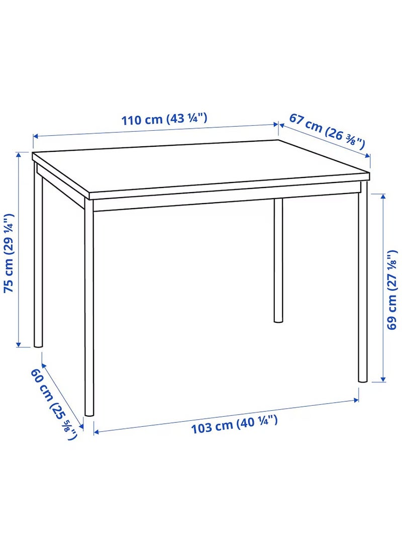 Generic - Dining Table And 4 Chairs Set Black 110x67 cm - Image 1