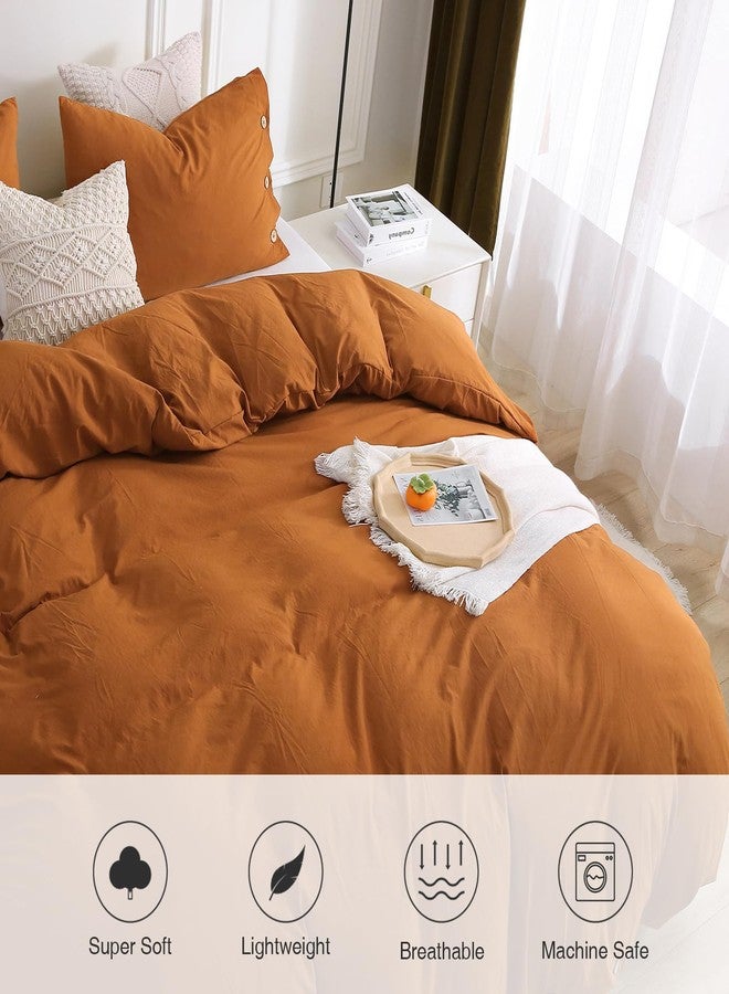 APSMILE Umber Duvet Cover Set Twin Size, 2 Pieces with 1 Duvet Cover 68x90 Inches and 1 Shams (No Comforter), Soft Brushed Washed Cotton-Like Duvet Cover with Button Closure - Image 4
