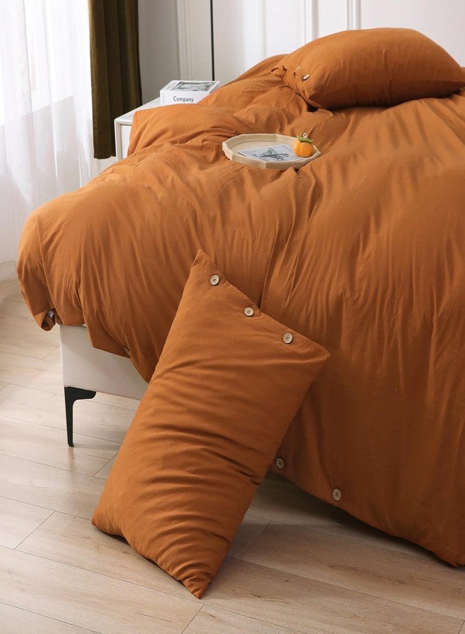 APSMILE Umber Duvet Cover Set Twin Size, 2 Pieces with 1 Duvet Cover 68x90 Inches and 1 Shams (No Comforter), Soft Brushed Washed Cotton-Like Duvet Cover with Button Closure - Image 3