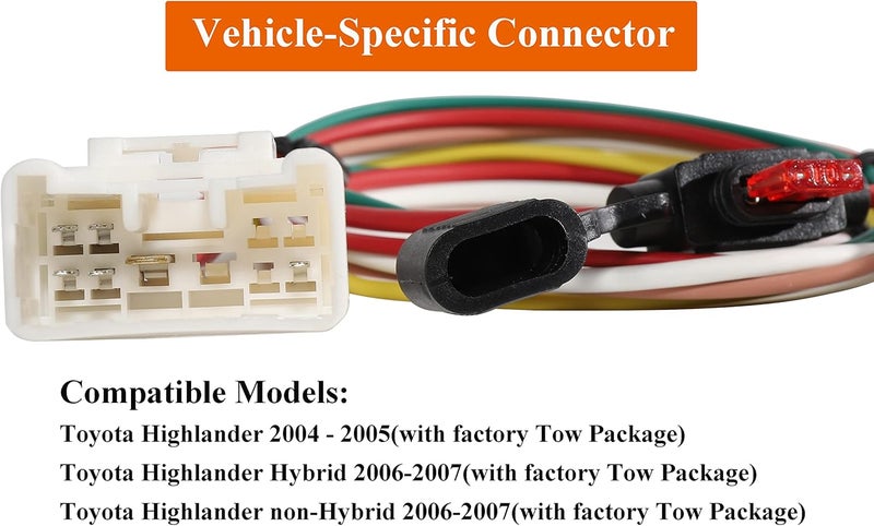 Oyviny Custom 4 Pin Trailer Wiring Harness for Toyota Highlander 2004-2007 - Image 2
