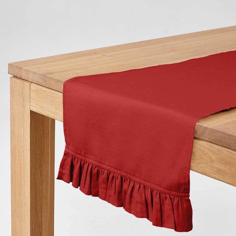 Vargottam Red Home Decor Kitchen Table Decor Home Frill Table Runner-14 x 48 Inch - Image 2