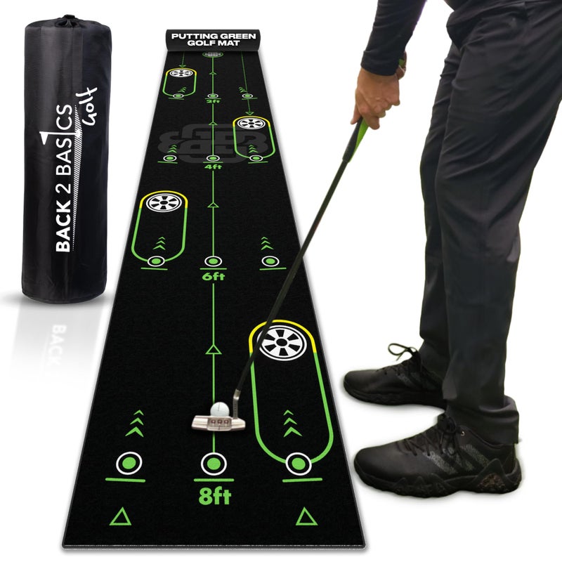 Back 2 Basics 10ft Golf Putting Mat Premium Indoor Putting Green Realistic Golf Putting Green for Training Golf Practice Mat for IndoorOutdoor Use Putting Practice Mat for Golfers Black