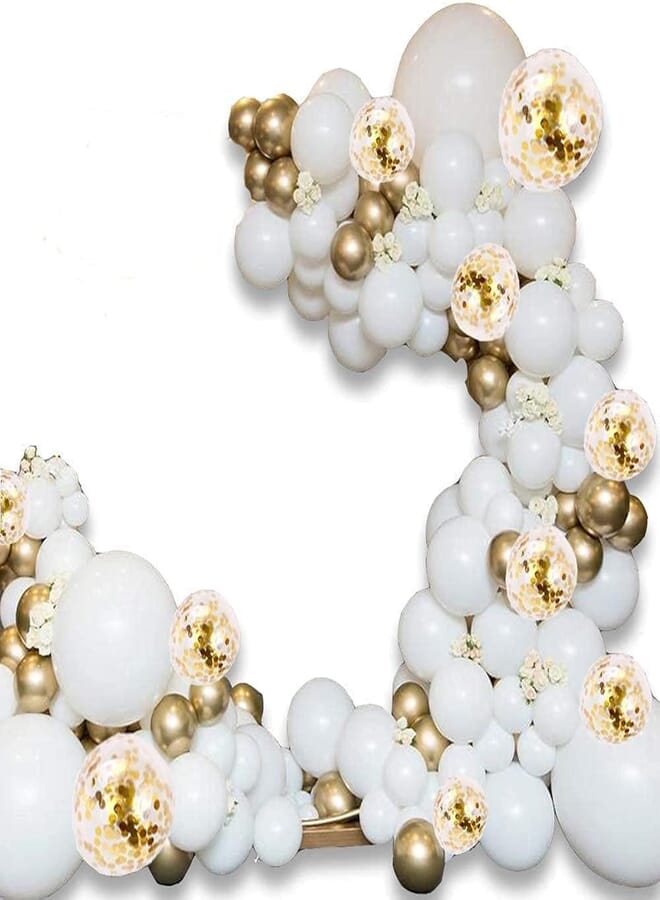 Secret 120 PCS 5M Balloon Garland Kit with Gold White Balloon Confetti Metallic Balloons for Valentine 2021 New Year, Christmas, Baby Shower Birthday Hen Party Background Decoration