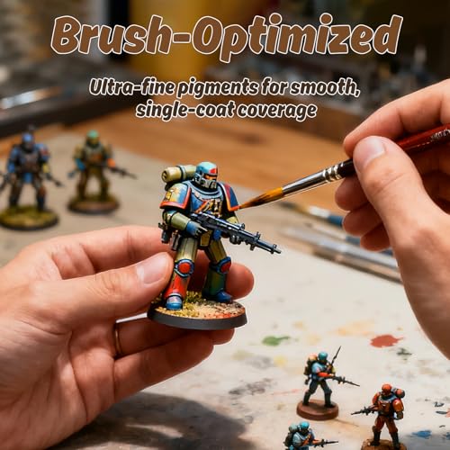 X ARTY HUB Model Paint Set - 20 Colors with 3 Brushes, Miniature Paints (Base/Skin Tones/Shadows/Metallics) for Airbrushing & Hand Painting, Acrylic Paint for Models, Miniatures & Wargaming Props - Image 4